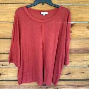 Umgee Brick Red Ribbed Sweater Top